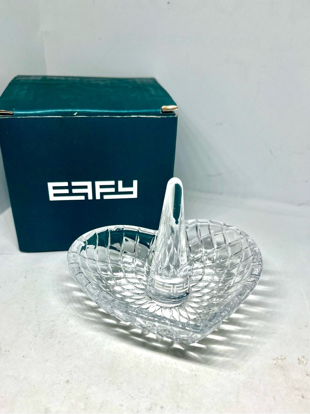 Effy Clear Crystal Heart Ring Dish with Center Cone